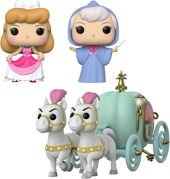 Funko Pop! Bundle of 3 - Cinderella: Pop Rides! Cinderella's Carriage, Fairy Godmother and Cinderella in Pink Dress