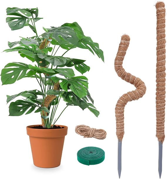 2 Pack Moss Pole for Plants Monstera - 25 Inch Plant Stakes for Indoor, Moss Poles for Climbing Plants, Handmade Coco Coir Pole Plant Support for Creeper Plants Grow Upwards(Handmade Palm)