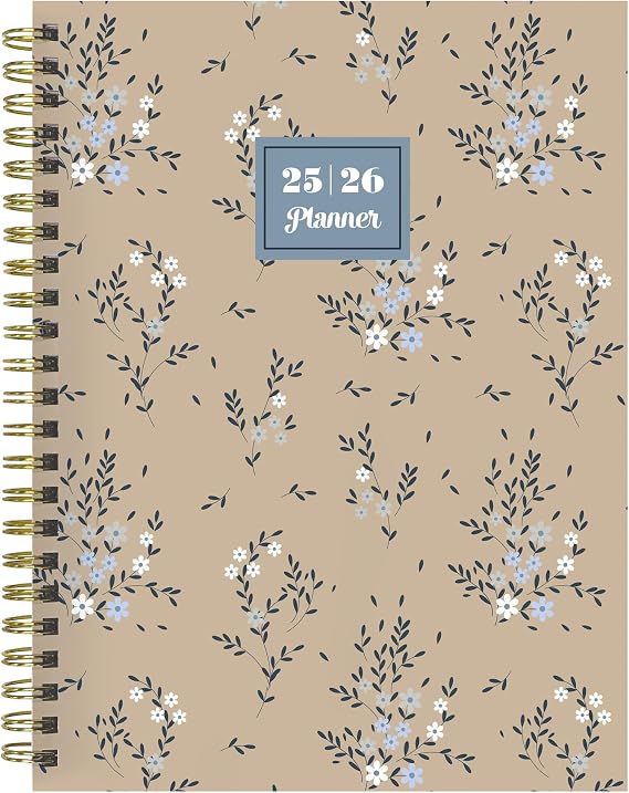 TF Publishing July 2025 - June 2026 Rustic Floral Medium Weekly Monthly Planner - 12 Month Academic Planner 2025-2026 with Durable Cover, Thick Uncoated Paper, and Planning Stickers - 6.5 in x 8 in