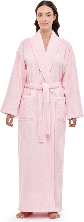 Arus Womens Shawl Collar Robe, Turkish Terry Cotton Bathrobe