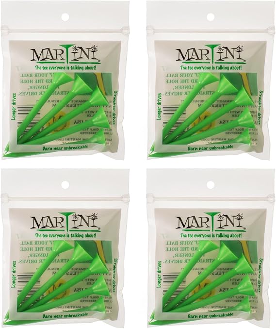 Martini Golf Tees 3 1/4" 4 Pack of Green - 20 Tees Total - Virtually Unbreakable