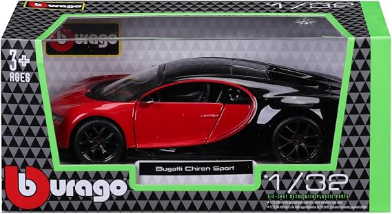 Bburago 1:32 BUGATTI CHIRON SPORT WINDOW BOX Bugatti Chiron Sport - 1:32 Scale - Incredibly Detailed Die Cast Replica Collectible Super Car