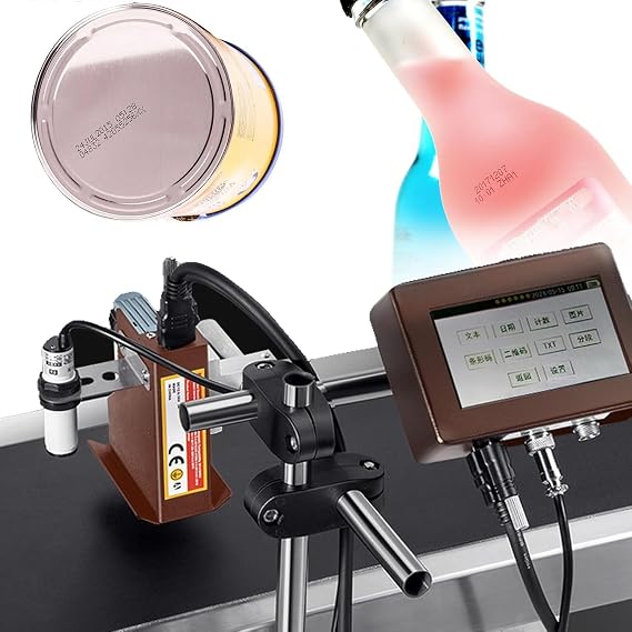 Industrial Inkjet Coding Printer, Date Encoder, Automatic Coding and Marking Equipment for Production Line, for QR Batch Numbers Code Date Logo Barcodes Labels Images(Black,25.4mmWidth)