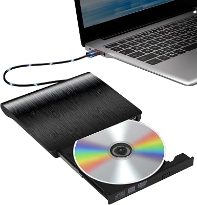 External DVD Drive, Portable USB 3.0 CD Burner -RW Drive, DVD Player for ROM Rewriter Burner, Compatible with Laptop, Desktop PC, Windows MacBook Linux Mac OS