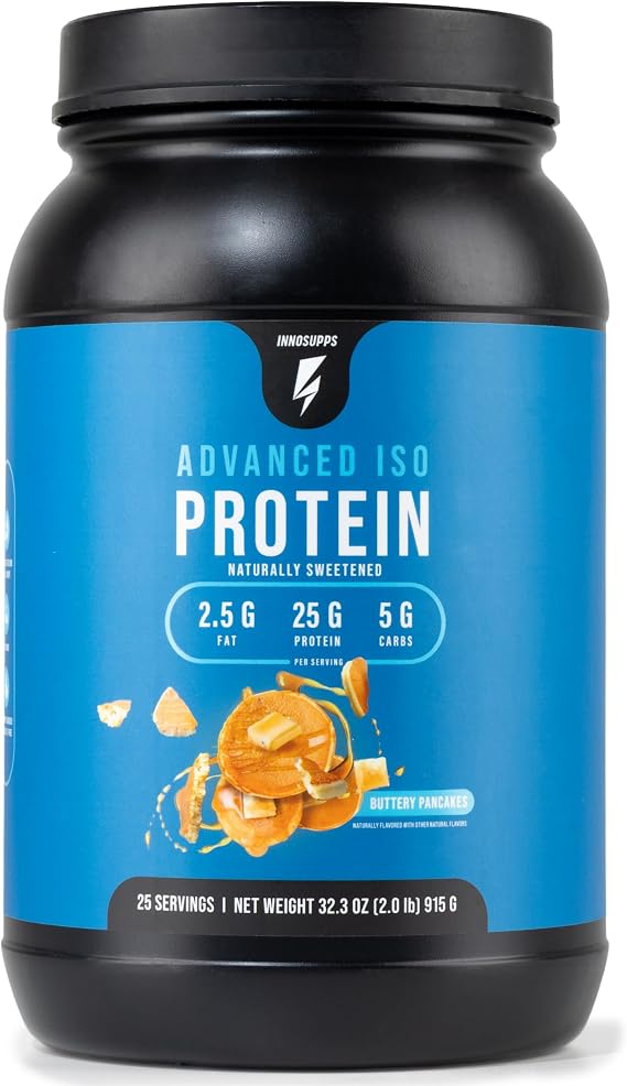 InnoSupps Advanced Iso Protein | 100% Whey Isolate Protein Powder | No Artificial Sweeteners| Low Fat, Low Carbs | 25g of Protein | Hormone Free, Gluten Free, Soy Free | (Buttery Pancake)