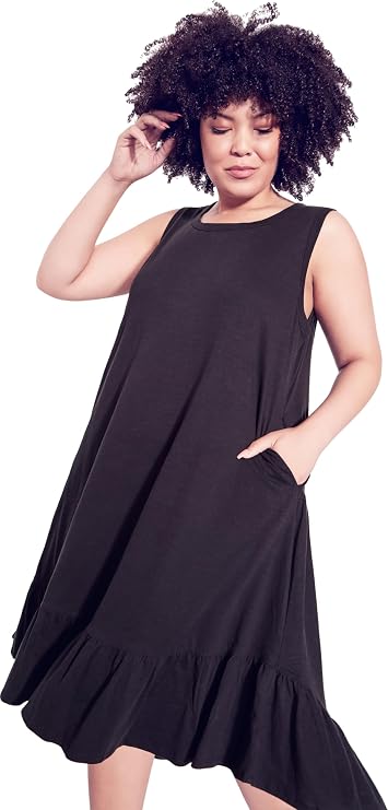 AVENUE Evie Ruffle Plain Dress