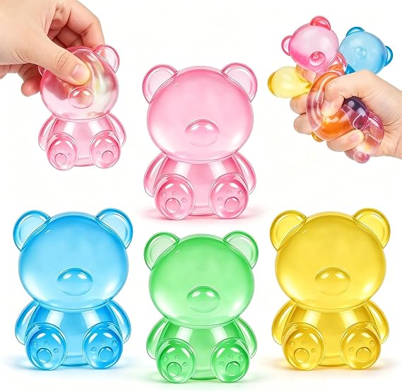 4Pcs Bear Squishy Toys, Gummy Bear Stress Balls for Kids Adults