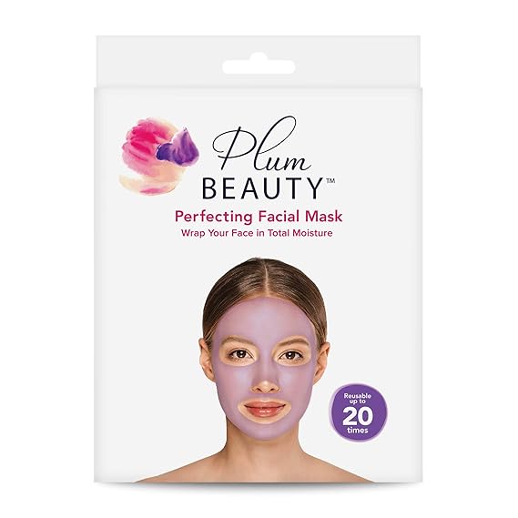 Plum Beauty Perfecting Facial Mask - Reusable up to 20 Times Face Mask | Facial Wrap for Serum and Cream Application, Silicone Face Mask Cover with Ear Loops for Skincare Routine