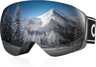 COOLOO SnowSki Goggles, Snowboard Goggles for Men Women Youth -OTG, Magnetic Lens Frameless Anti Fog 100% UV Protection