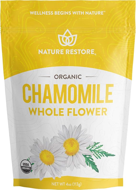 Organic Chamomile Whole Flower, Loose Leaf, Tea Leaves, 4oz (Packaging may vary)