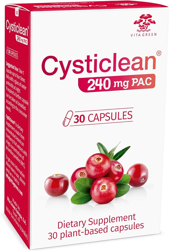 Cysticlean Cranberry PAC Supplement 240 mg PAC, Sugar-Free Urinary Tract Infection Support Most Effective Cranberry Pills for Cystitis & Interstitial Cystitis Relief