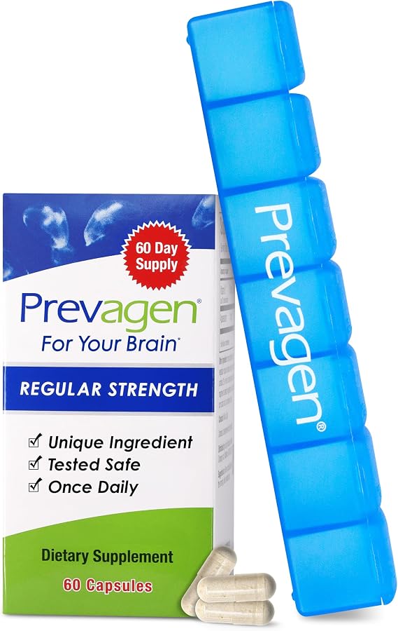 Prevagen Regular Strength with 7-Day Pill Minder, 60 Capsules, 1-Pack | For Your Brain, 2 Month Supply, 10mg Apoaequorin, 50mcg Vitamin D3