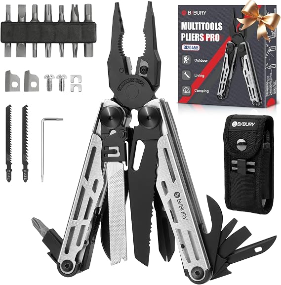 BIBURY Multitool Pliers with 440A Knife & Full Size Scissors, BI2045B