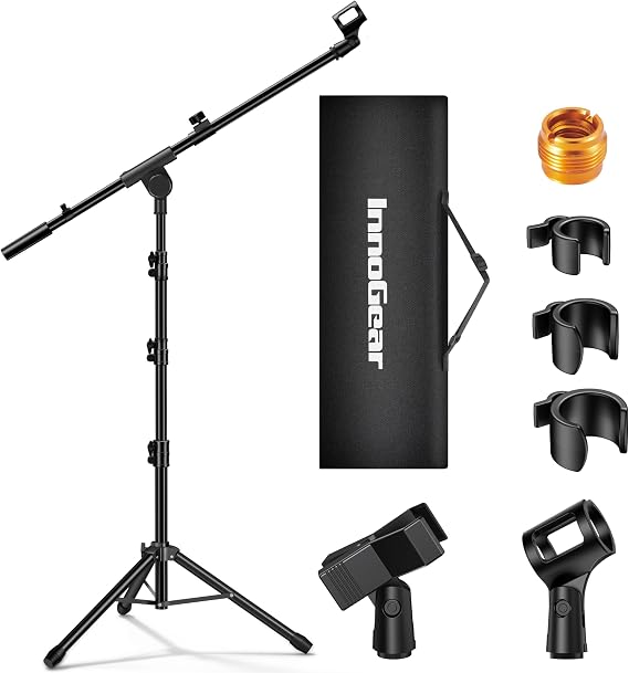 InnoGear Mic Stand 2 Set Tripod Boom Arm Floor Microphone Stand Flex Height