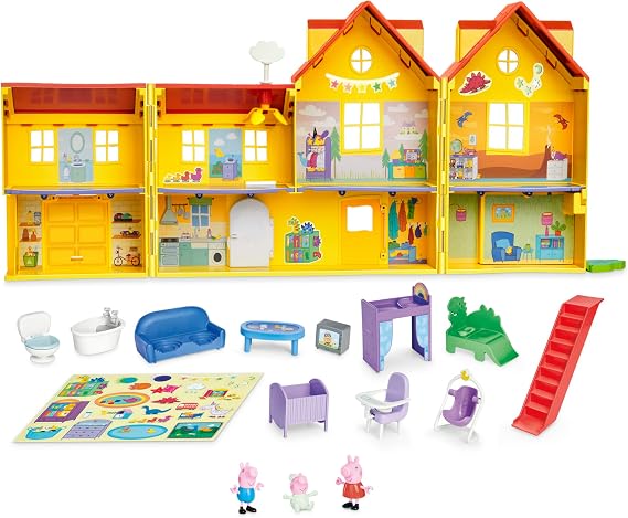 Peppa Pig Peppa's Big Family House Playset with 3 Figures, 11 Accessories, Baby Evie, Preschool Toys for Girls and Boys 3 and Up