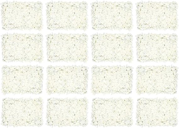 Flower Wall Panels, 20 Pcs 16 x 24in Artificial White Rose Flower Backdrop, Artificial Rectangle Floral Wall Panel, Silk Flower Wall Wedding Backdrop Decor, for Bridal, Patio, Garden, Yard Decor
