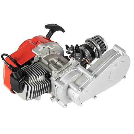 49CC 2 Stroke Pocket Bike Engine, Air Cooled Racing Engine Motor, Electronic Ignition, Petrol Engines Gas Petrol Motorized Bicycle Bicycle Fuel Engine Kit for Pocket Bike, Mini Dirt Bike, ATV
