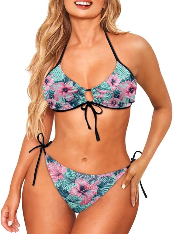 YEXIATODO Triangle Bikini Sets for Women 2 Piece Swimsuit Thong Bikini String Bikini Cheeky Bathing Suits
