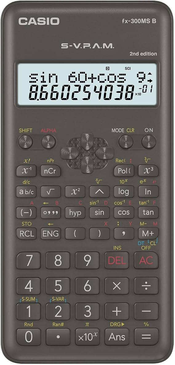 Casio FX-300MSB-W-IT Scientific Calculator | Compact scientific calculator built for everyday middle and high school math coursework