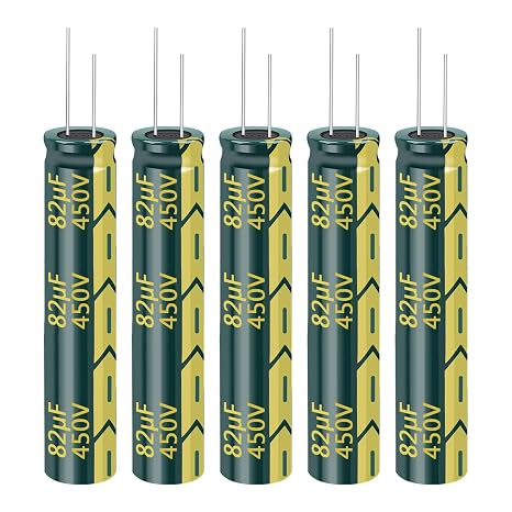 5Pcs 82uF 450V Aluminum Electrolytic Capacitor, 13x50mm for DIY