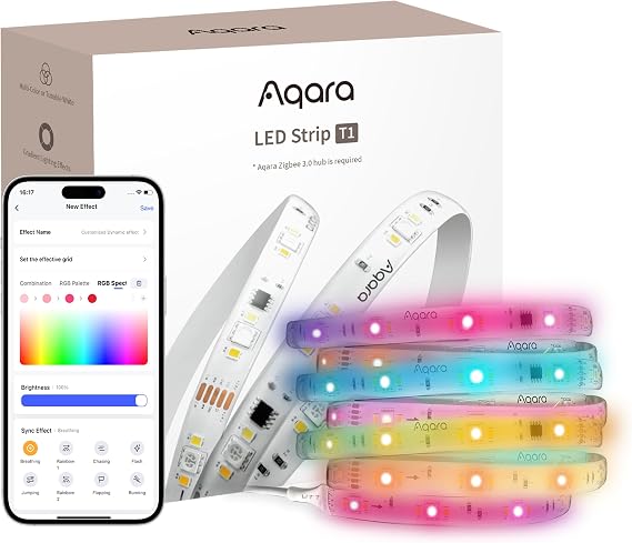Aqara LED Strip T1,6.5FT RGBIC Cuttable LED Strip Lights Matter Over Bridge
