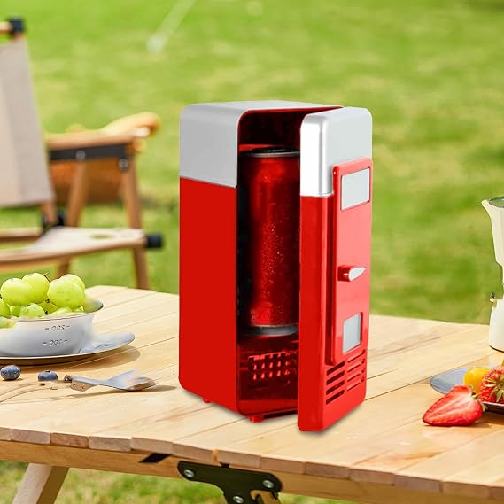 Small Fridge, Tiny Fridge For Bedrooms, USB Fridges Cooler, Beverage Drink Cans Cooler/Warmer Refrigerator, For Car, Travel, Drinks,Fruit, Food