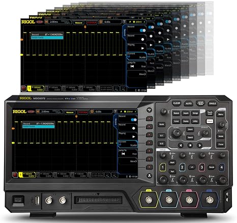 RIGOL Mixed Signal Oscilloscope MSO5072 70 MHz 2+16 CH up to 8 GSa/s 100 Mpts, 500,000 wfms/s 9" Touch 256 Intensity, Recording 450,000 Frames, LAN/USB/HDMI Web Control for Debug
