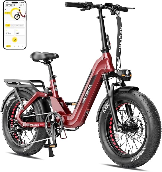 Heybike Ranger 3.0 Pro Foldable Electric Bike for Adults,Max 90 Miles Range E Bike,1200W Peak Motor 28MPH Ebike, 20"x4.0" Fat Tire Ebike with Removable Battery, Hydraulic Brakes for Beach,Commuting