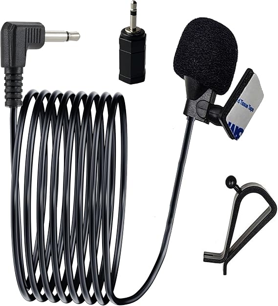 Car Microphone 3.5mm for Car Vehicle Stereo Audio Radio GPS DVD Enabled Head Unit,Replacement Mic for Sony Pioneer Kenwood Boss JVC Jensen Alpine,with 3.5mm to 2.5mm Adapter