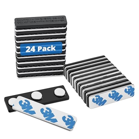 1.75 x 0.5 Name Tag Magnets, Magnet Backs for ID Badge Holders, 24 Pack