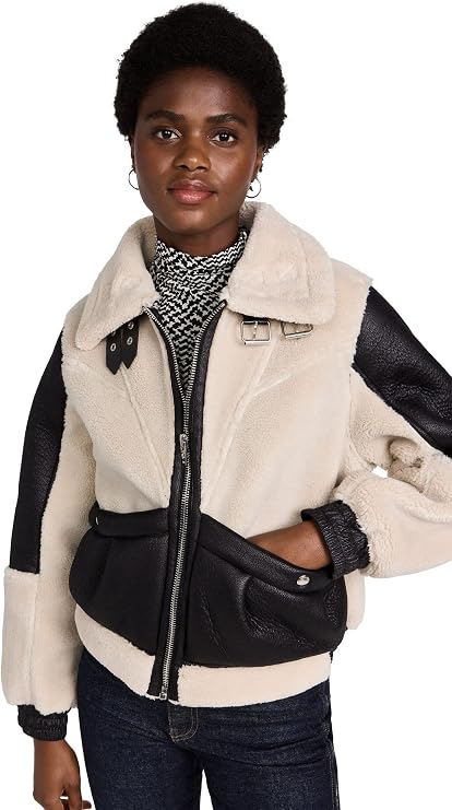 [BLANKNYC] Women's Blaze Out Faux Sherpa Moto Jacket