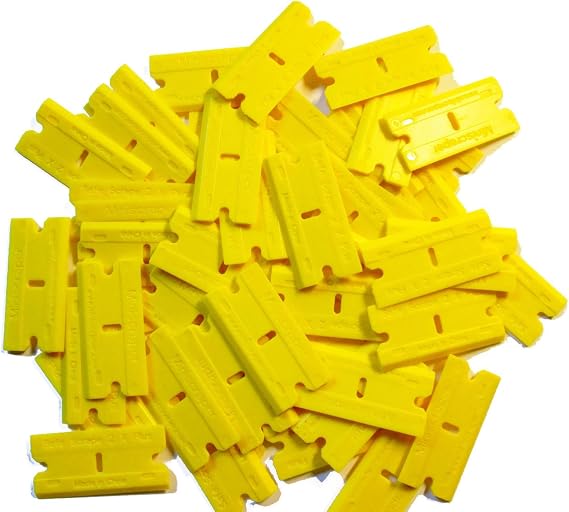 2 Pack (200pcs) Double Edged Plastic Razor Blades with a Thicker and Thinner Edges