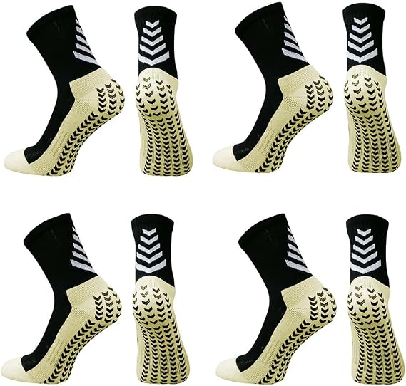 Men's Soccer Socks Grip Socks,Anti Slip Non Slip for Football Basketball Sports Grip Socks,4 Pair