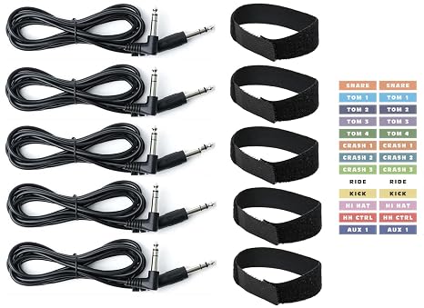5 Cable Connection Kit for Yamaha Drums - Compatible: EAD10, DTX-Multi 12 / DTXM12