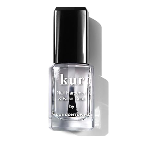 LONDONTOWN kur Nail Hardener & Base Coat Nail Polish | 2-in-1 Strengthening Treatment for Weak, Brittle Nails, Biotin-Infused Anti-Breakage Nail Strengthener