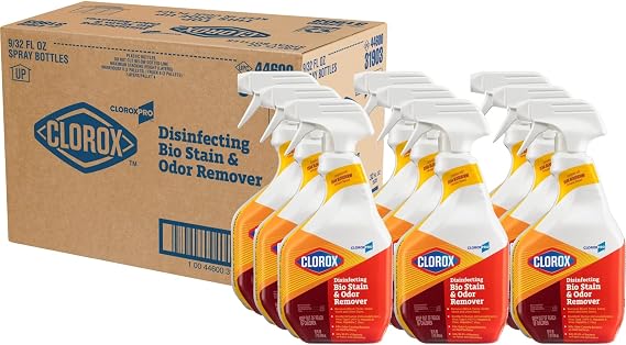 Clorox Disinfecting Bio Stain and Odor Remover, Fragranced, 32 oz Spray Bottle, 9/Carton