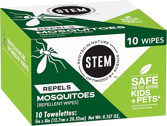 STEM Mosquito and Tick Repellent Wipes with Botanical Extracts - 10 Wipes