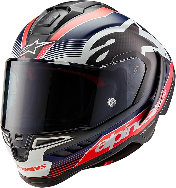 Alpinestars Supertech R10 Team Helmet X-Large Matt Black/Carbon Red Fluo/Blue