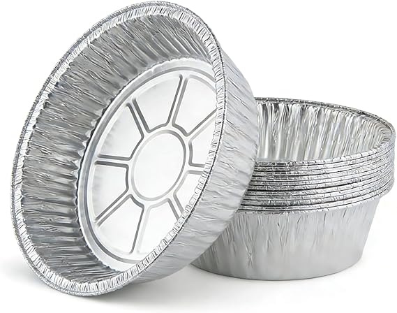 JAPCHET 20 Pack 10 Inch 2.95 Inch Deep Round Aluminum Foil Trays, 2800ML Foil Disposable Aluminum Pan Containers for Roasting, Baking, Cooking, Reheating