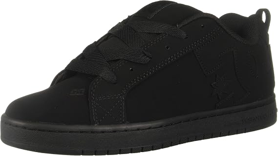 DC Men's Court Graffik Sneaker,Black/Black/Black,4 M US, 4 M US