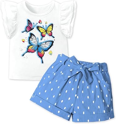 MIGU Toddler Girl Clothes Summer Girls Clothing Sets Girl Stuff T-shirt Shorts Headband 3pcs Sets Gifts...