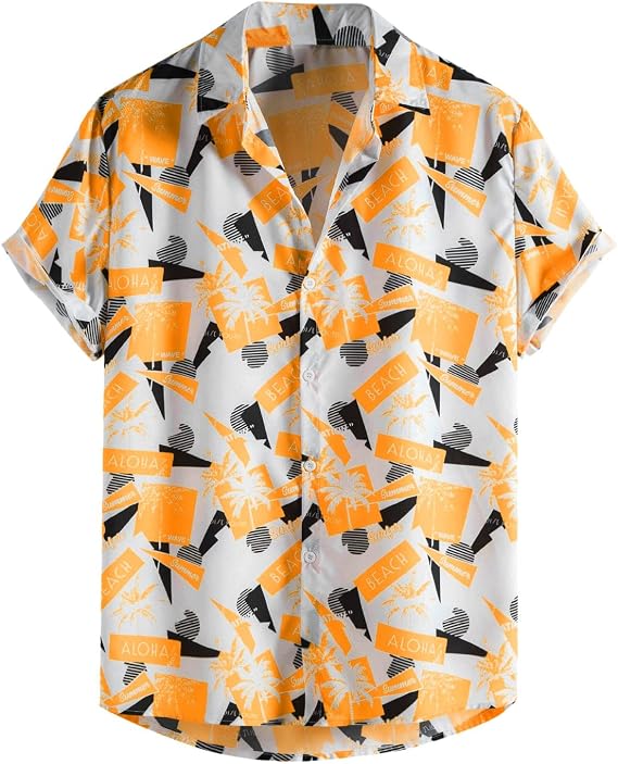 LCMTWX Mens Short Sleeve Button Down Shirts Mens Fashion and Leisure Color Matching Lapel Button Half Short Sleeve Shirts