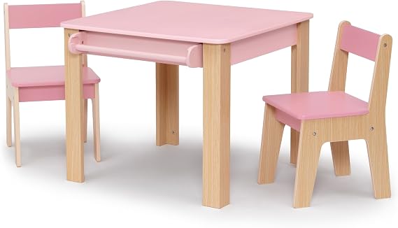 Delta Children - GapKids Table and 2 Chair Set with Paper Roll Holder - Greenguard Gold Certified, Blush Pink