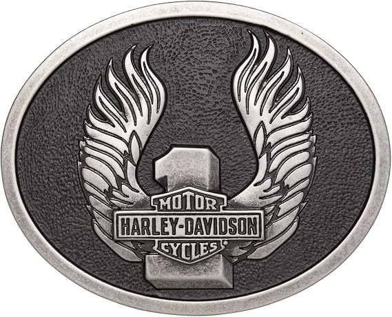 Harley-Davidson Men's Winged #1 Logo Belt Buckle, Antique Silver Finish