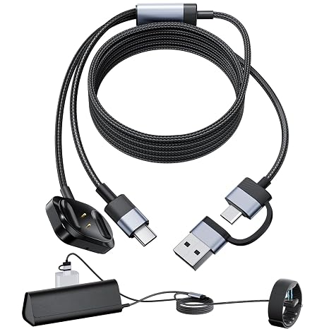 OLCLSS 2-in-1 Magnetic Charger for Meta Neural Band & Display Smart Glasses, Fast Charging Cable for Meta Ray-Ban Display Smart Glasses, USB-C Safe and Portable Travel/Car/Phone/Laptop Charging Cable