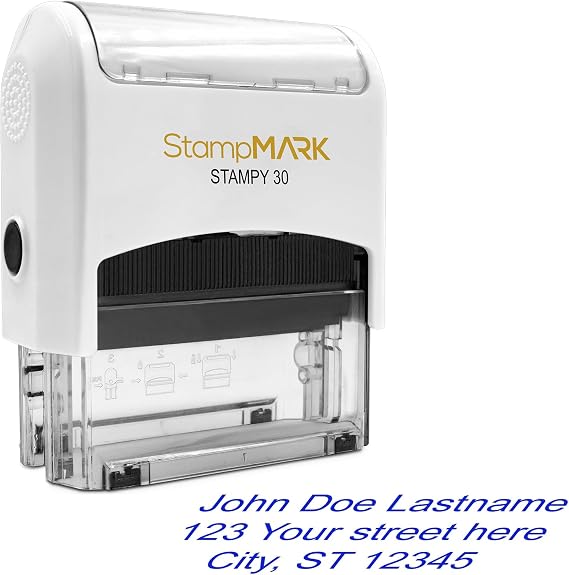 StampMark Customized Office Self Inking Stamp - 3-Lines - Medium - Choose from 15 Ink Colors
