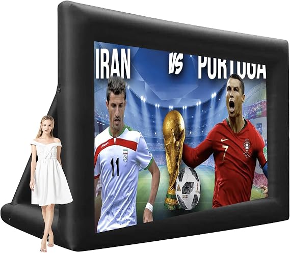 inflatable movie screen, Inflatable Projector Screen Outdoor with Quiet Fan, Blow up Mega cinema screen Theater Projector Screen for Backyard Party Travel, 16ft
