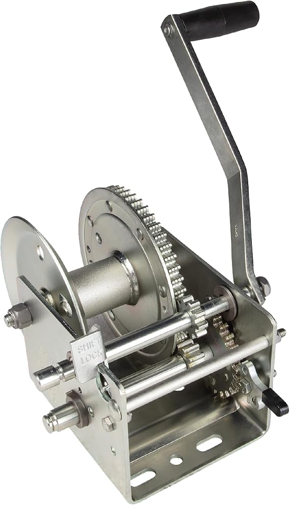 Fulton 142421 Trailer Winch, Two-Speed, 3,200 lbs. Capacity, No Strap, 10 Inch Handle