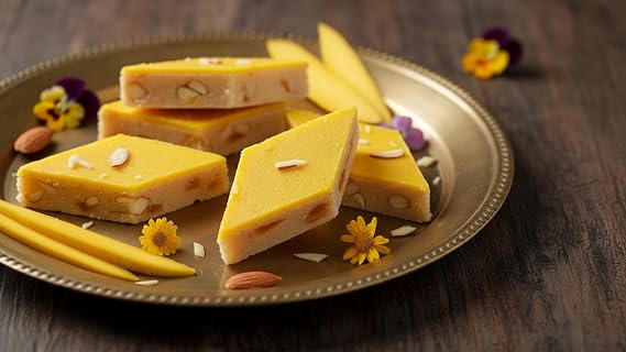 Ghasitaram Gifts Indian Sweets - Sugar Free Sweets - Mango Kaju Katli (400 gms)