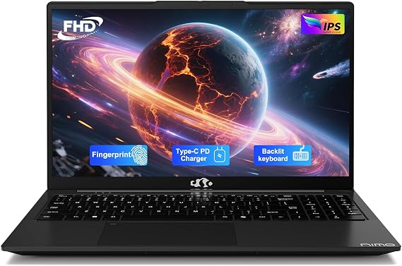NIMO 15.6" IPS FHD-Gaming-Laptop, 6 Cores AMD Ryzen 5 6600H 32GB DDR5 RAM 1TB SSD (Beat i7-1165G7, Up to 4.5GHz) AMD Radeon 660M GPU-Computer with 100W Type-C Backlit Keyboard Fingerprint